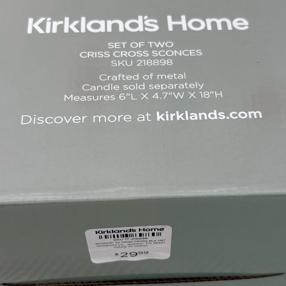 Kirklands Black Criss Cross Sconces Set - Picture 6 of 6